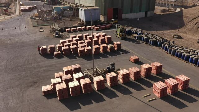 Electrowinning and SX Plant in Copper Mining &ndash; Workers, Cathodes and Electrolytic Process in Northern Chile