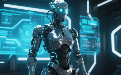 Fototapeta premium blue screen robot arm