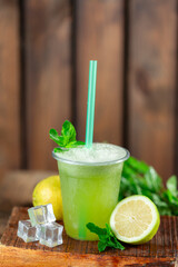 Refreshing and iced lemon mint juice.