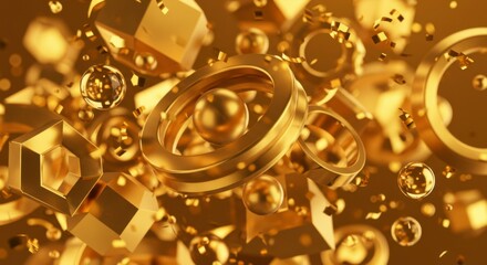 Golden geometric shapes in motion