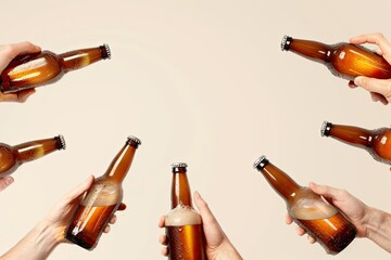 Flawless Picture of Hands Toasting with Bottles of Beer