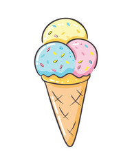 Colorful Ice Cream Cone with Sprinkles – Sweet and Creamy Dessert Treat