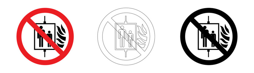 Do not use lift in case of fire sign in vector format