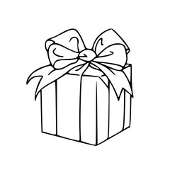 gift box with ribbon outline drawing