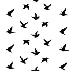 Flying birds seamless pattern silhouette