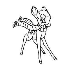 Christmas deer with warm scarf vector art