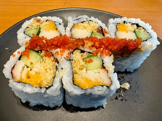 A plate serving of modified American Sushi
