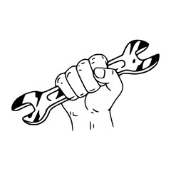 mechanic's hand with spanner illustration