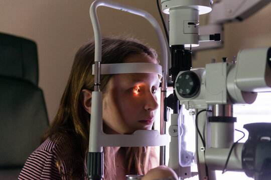 Teen girl at the optometrist