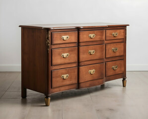 Antique French-Style Wooden Chest of Drawers with Curved Top