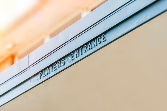 Players entrance sign on building