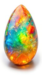 Colorful crystal opal with iridescent sheen and bright hues of orange
