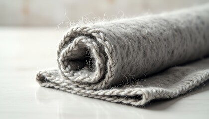 Obraz premium Rolled fabric swatch isolated on white with soft texture and detail 