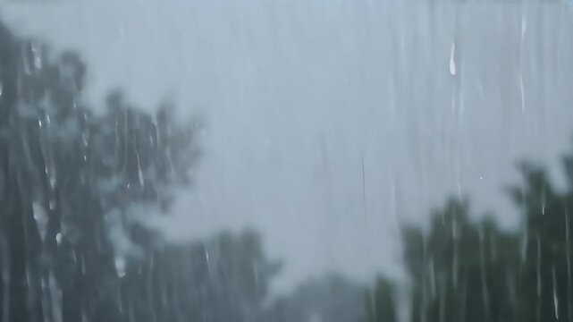 Detailed macro video showing numerous rain droplets cascading front unfocused gray background ideal ather themed cinematic