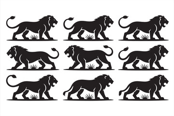 Heraldic Lion Family Illustration with ‘Amor’ Text – Symbol of Strength and Love