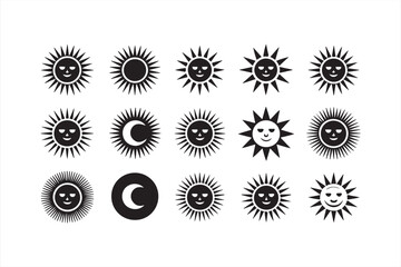 Expressive Faces of the Sun – Decorative Vector Icons in Radiant Styles