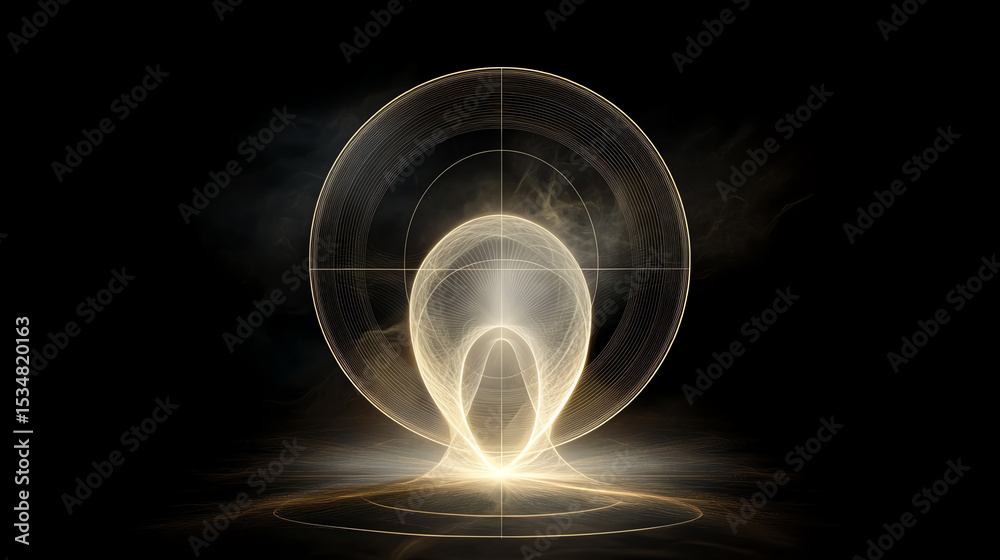 Poster a captivating abstract design featuring luminous orbs and swirling shapes, perfect for creative back