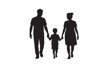 Family Bonding Outdoors &ndash; Parents and Children Holding Hands Silhouette