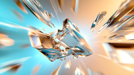 Obraz premium A dynamic view of shattered ice, showcasing the beauty of translucency and the intricate patterns within each shard.
