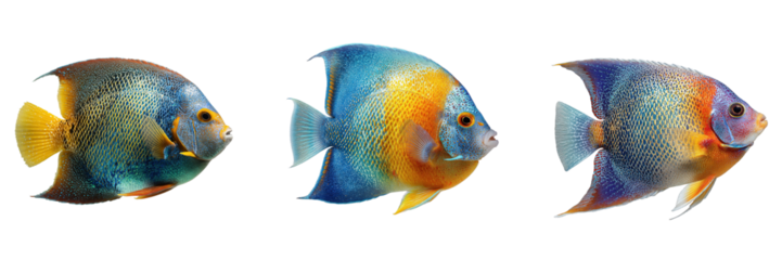 Set of  Angelfish isolated on a transparent background