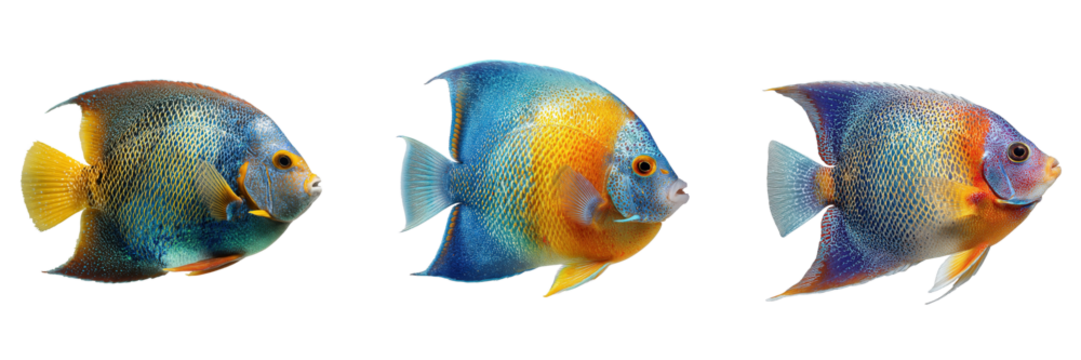 Set of  Angelfish isolated on a transparent background - Powered by Adobe