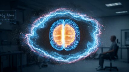 Brain scan visualization in medical setting - Powered by Adobe