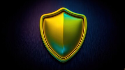 Golden shield on dark background