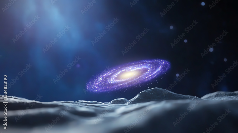 Poster a stunning view of a galaxy, showcasing its vibrant colors and swirling patterns against a starry ba