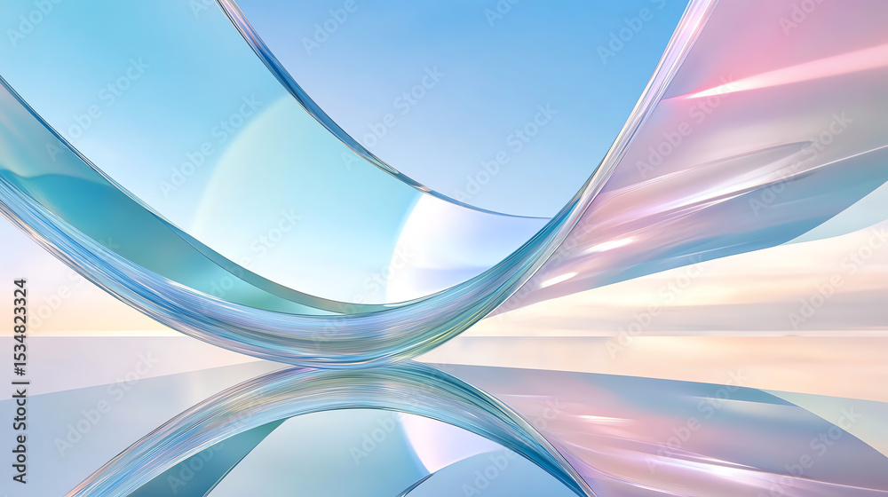 Poster a surreal abstract design featuring flowing shapes in pastel colors, creating a dreamy and futuristi