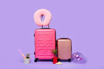 Pink Suitcases, Travel Pillow, and Accessories Pack Your Bags for an Exciting Adventure!