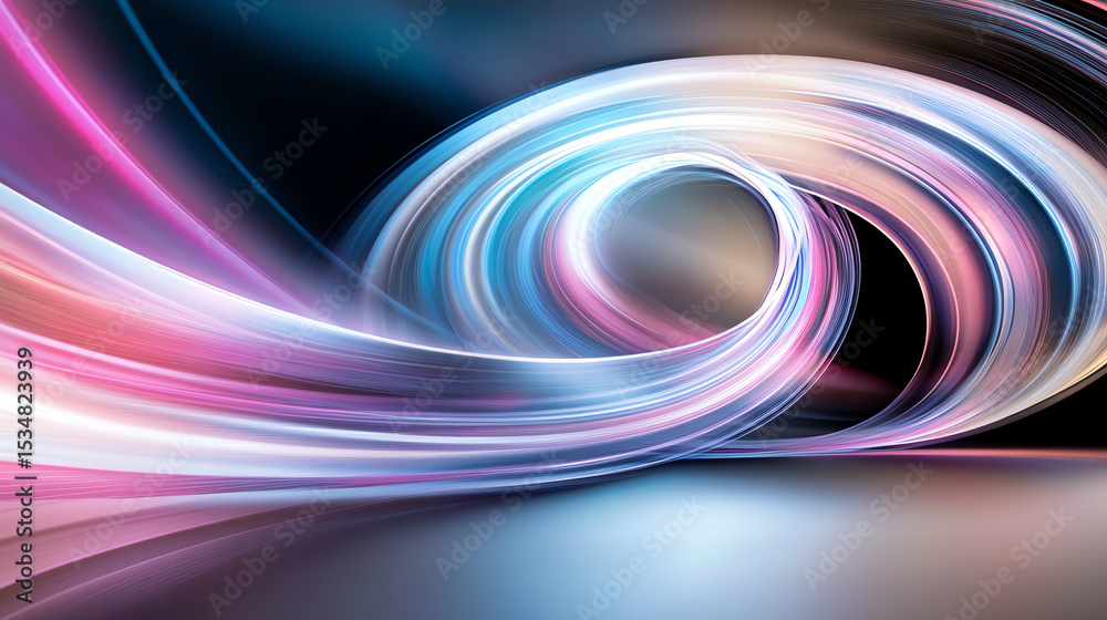 Poster A vibrant swirl of colorful light trails creating a mesmerizing abstract pattern, perfect for backgrounds or creative design projects.