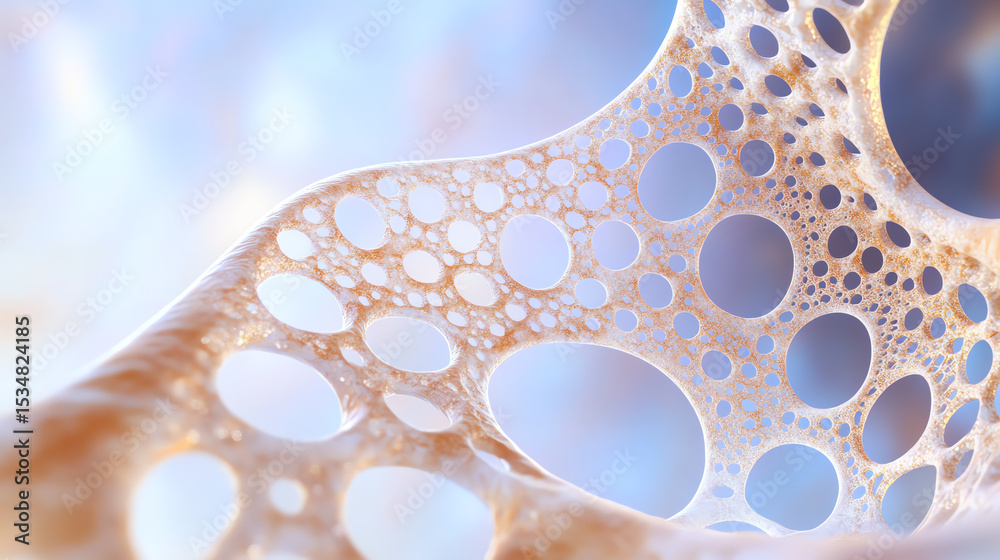 Poster abstract close-up of a delicate, organic structure showcasing intricate patterns and soft colors, re