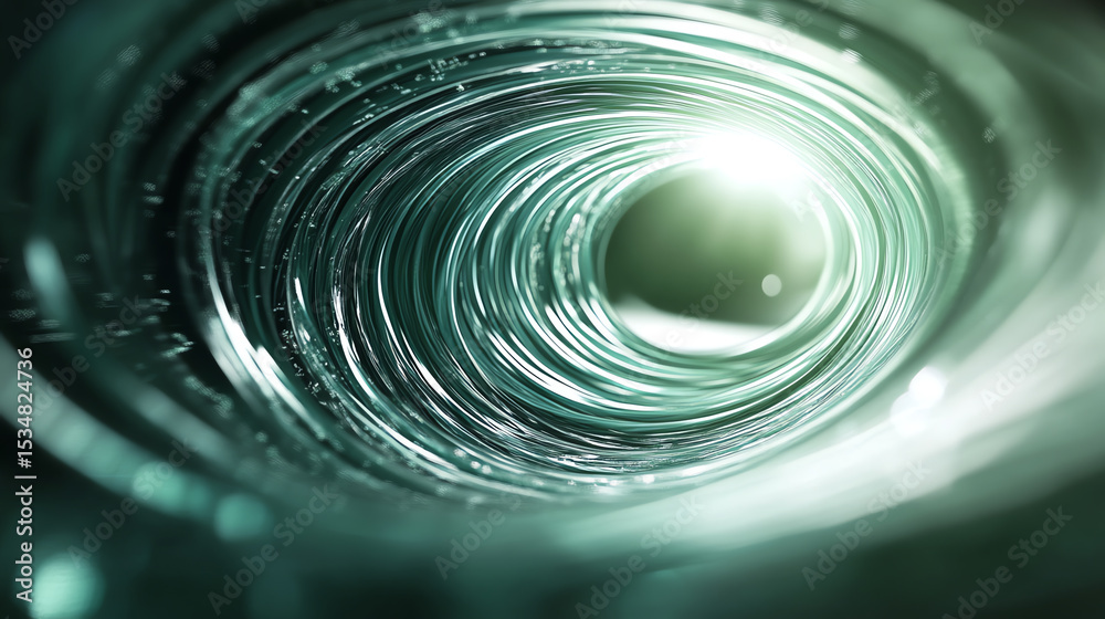 Poster An abstract representation of light reflecting through a swirling, glass-like vortex, creating a mesmerizing depth and illusion.