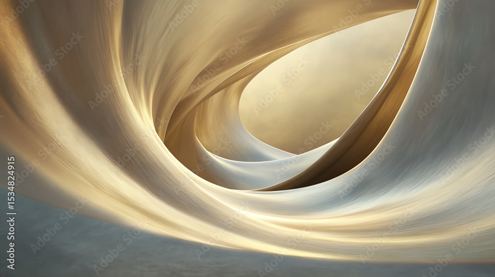 Poster an intricate abstract composition featuring smooth curves and warm tones, evoking a sense of movemen