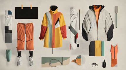 Fashion Flat Lay of Colorful Activewear and Accessories Display