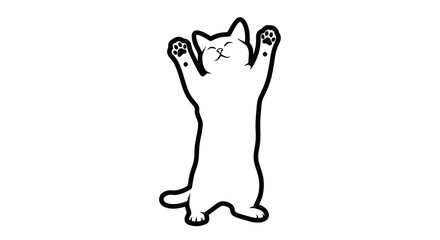 Playful Cat Standing on Its Hind Legs with Raised Paws Displaying Cheerful Demeanor