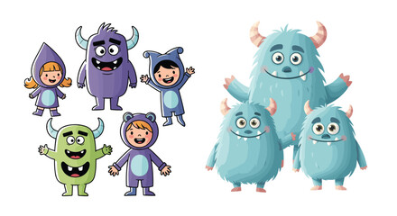 Cute Monster Family Portraits in Various Colors and Styles Artistic Creative Photography Presentation
