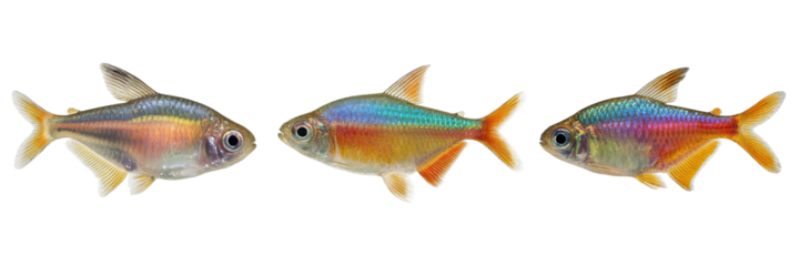 Set of Buenos Aires tetra fish isolated on a transparent background