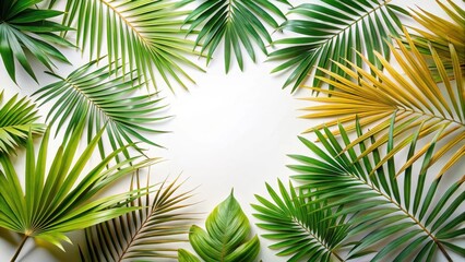 A group of palm fronds in a circular arrangement surrounding a central stem