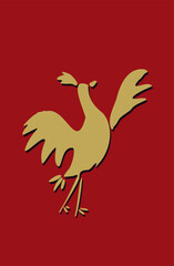 手描きのイラスト素材・筆で描いた鳥・背景赤