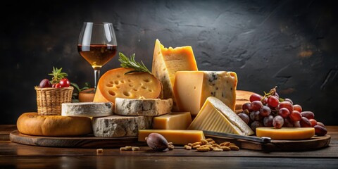 cheese selection on dark background