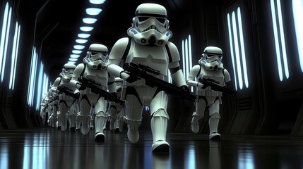 Stormtroopers Marching in Corridor