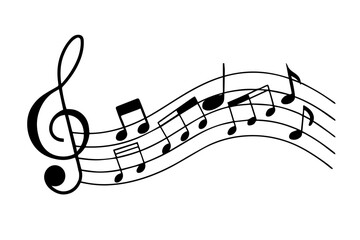 musical symbol silhouette Musical notes set