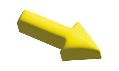 Three-Dimensional Yellow Arrow Pointing Downward on a Clean White Background