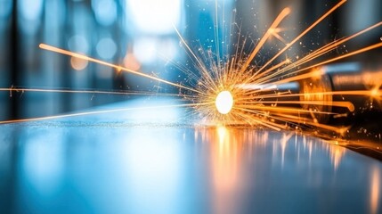 Metalworking process with sparks.