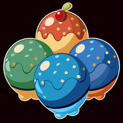 colored ice cream balls