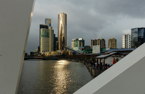 Prima Tower Glowing in the Afternoon Sun on Cloudy Day