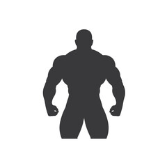 Bodybuilder Silhouette Illustration on White Background
