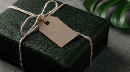 Dark Wrapped Gift with Natural Twine Details
