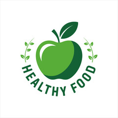 Healthy Food Green Apple Logo Design for Organic and Nutrition Branding

